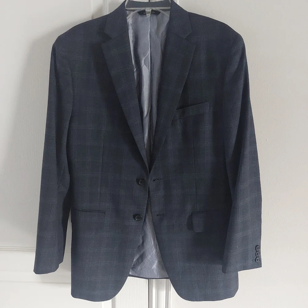 Banana Republic Blazer Sport Coat Size 38R Tailored Fit Plaid Two Button Wool